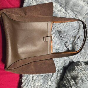 Chocolate brown suede large handbag